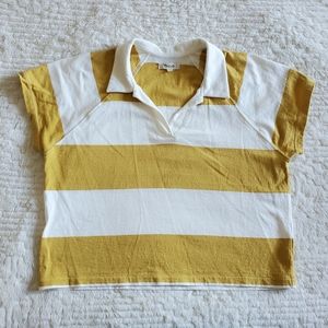 Madewell | white and yellow rugby style shirt